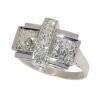 Architectural Art Deco Platinum Diamond Ring, Belgium, circa 1950